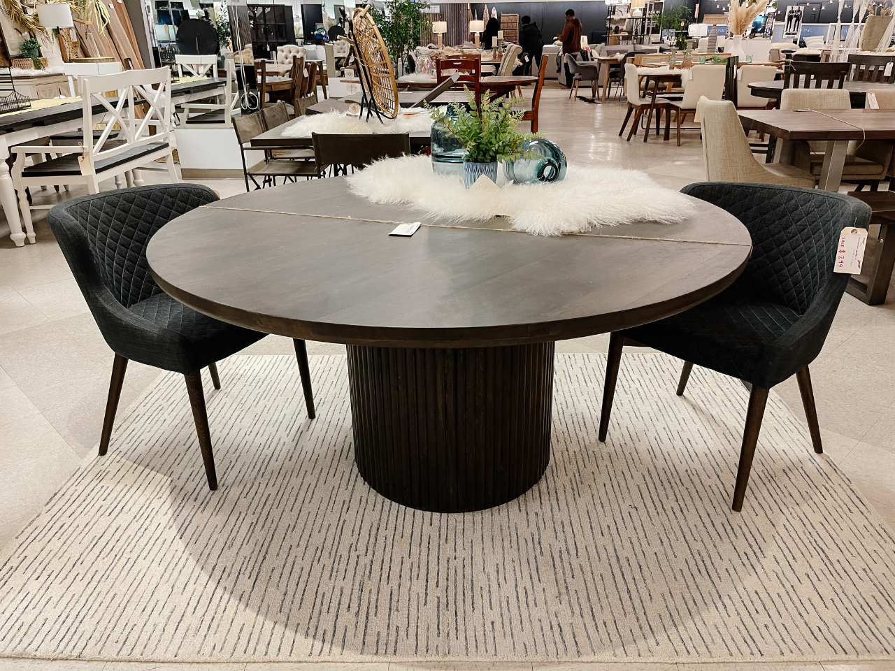 Terra Dark Brown Wood Round Dining Table | Calgary Furniture Store