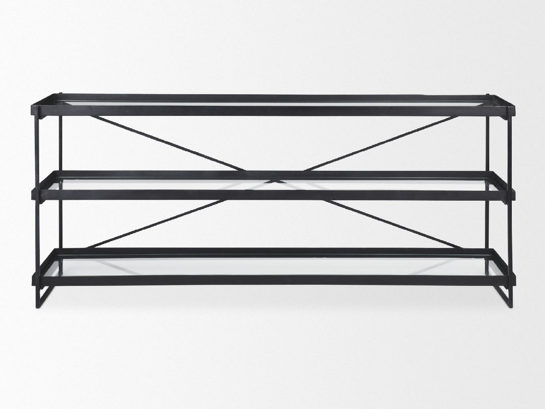 Trey Console Table- Black Metal Glass | Calgary Furniture Store