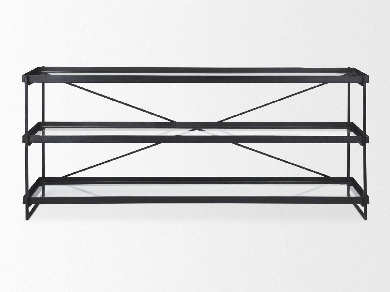 Trey Console Table- Black Metal Glass | Calgary Furniture Store