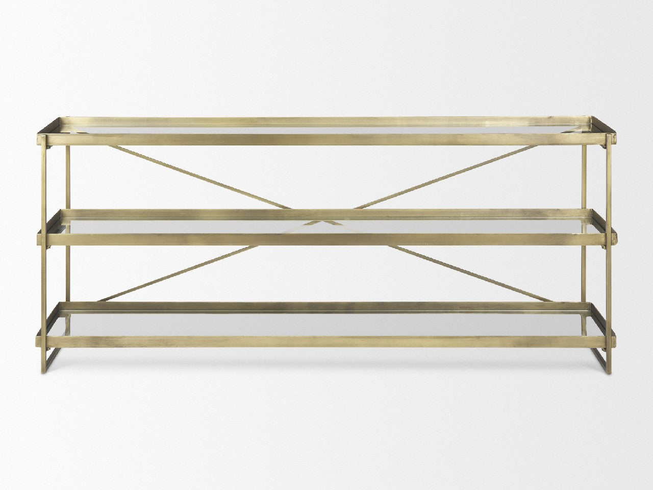 Trey Console Table- Gold Metal Glass | Calgary Furniture Store