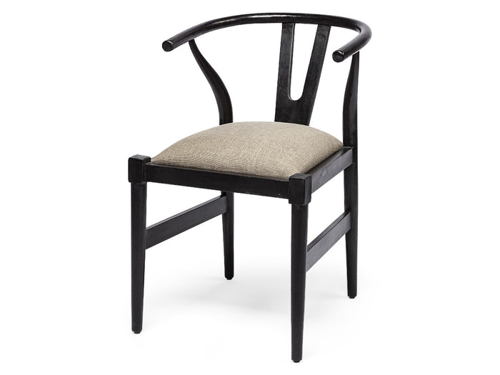 Trixie I Black Wooden Base Linen Seat Dining Chair | Calgary's Furniture Store | Calgary Dining Chairs