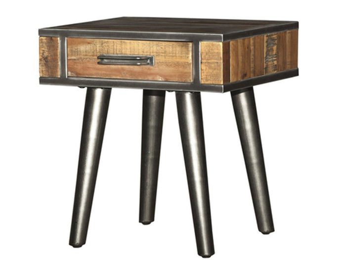 Solid Acacia Wood Vintage End Table | Calgary Furniture Store