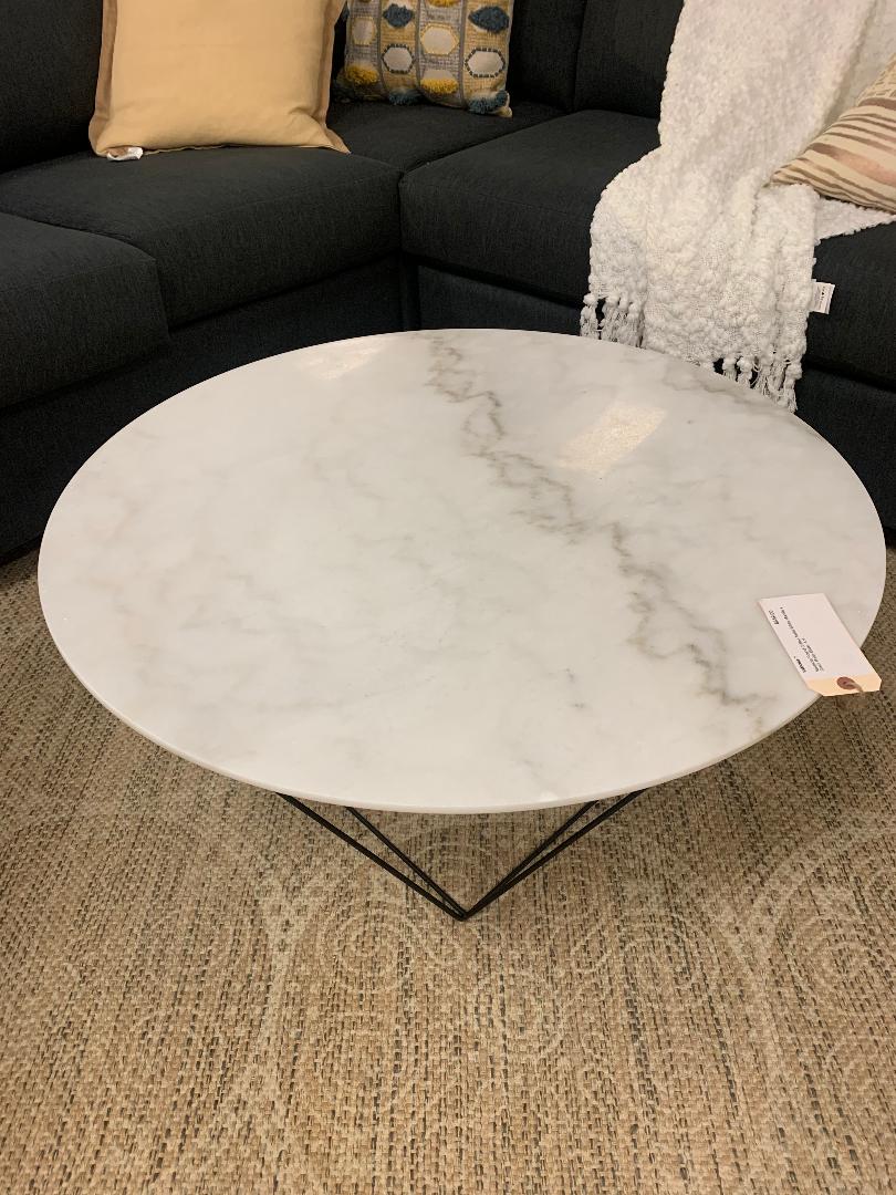 White Marble Round Coffee Table | Calgary Furniture Store