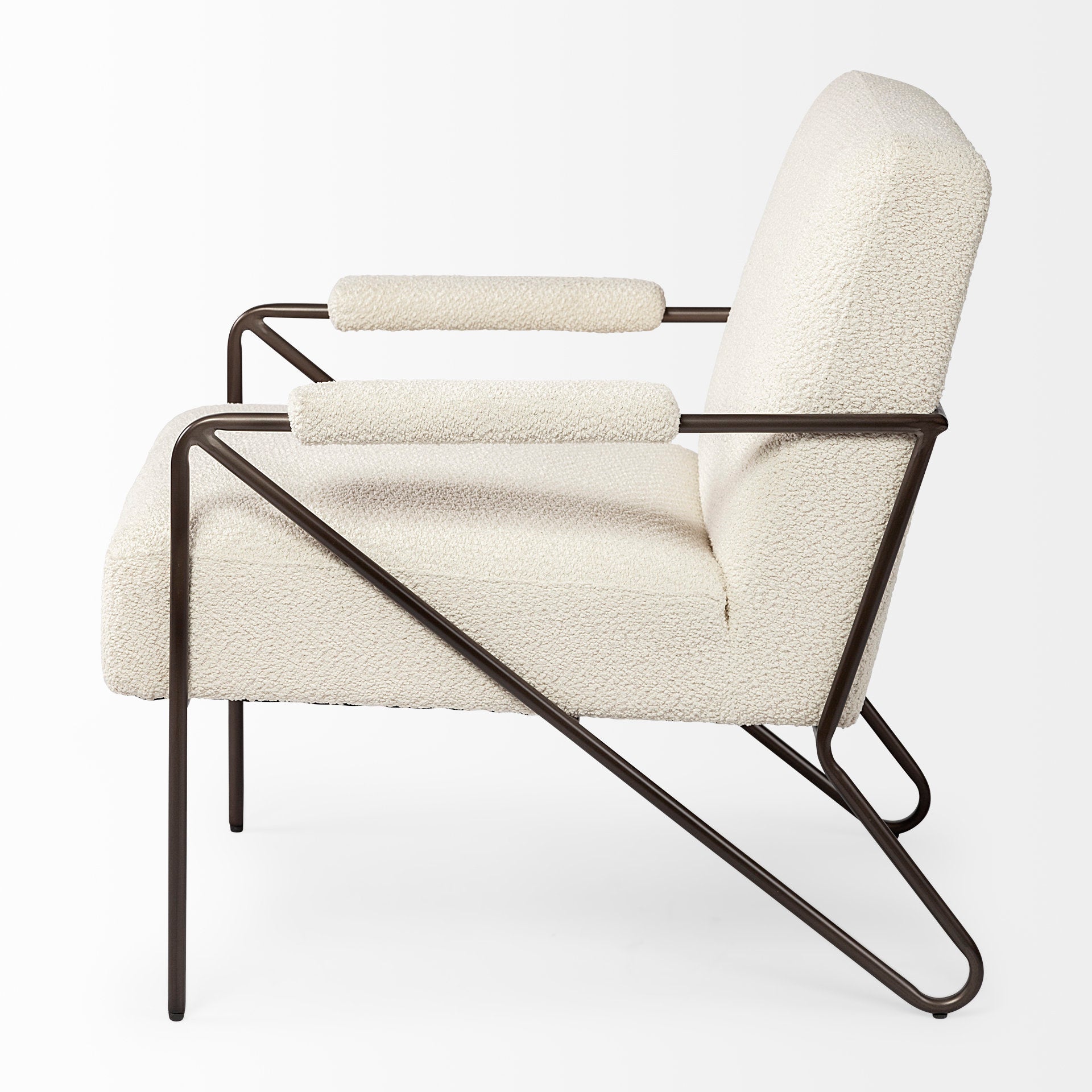 Vicunya Accent Chair - Off White Fabric Wrap Metal Frame | Calgary Furniture Store