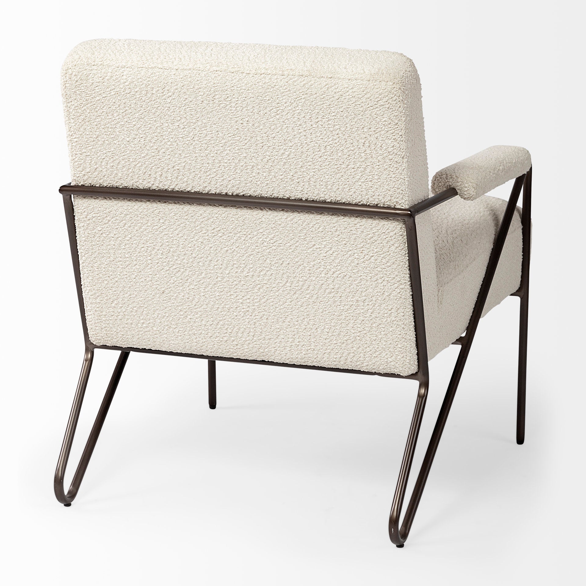 Vicunya Accent Chair - Off White Fabric Wrap Metal Frame | Calgary Furniture Store