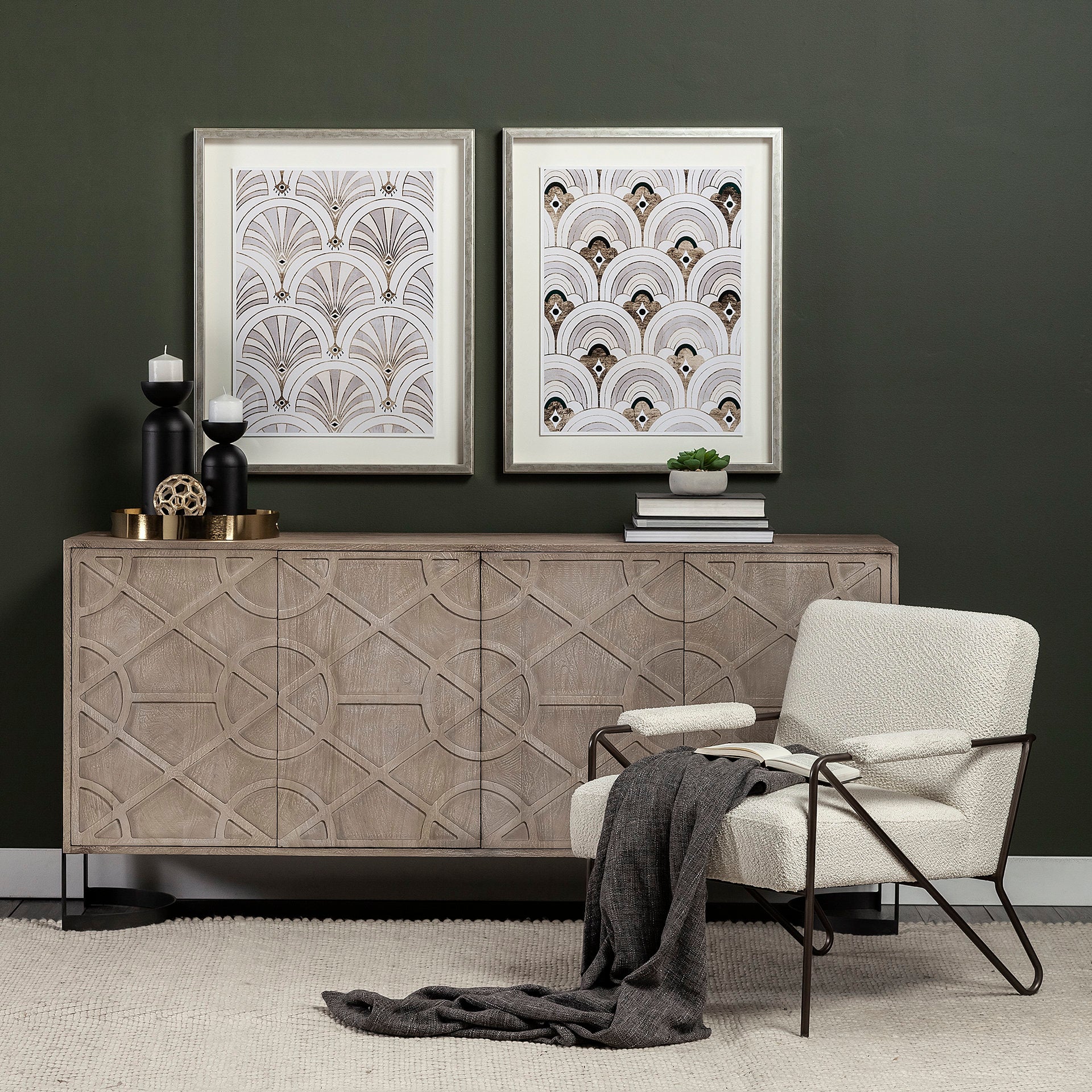 Vicunya Accent Chair - Off White Fabric Wrap Metal Frame | Calgary Furniture Store