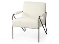 Vicunya Accent Chair - Off White Fabric Wrap Metal Frame | Calgary Furniture Store