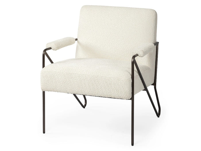 Vicunya Accent Chair - Off White Fabric Wrap Metal Frame | Calgary Furniture Store