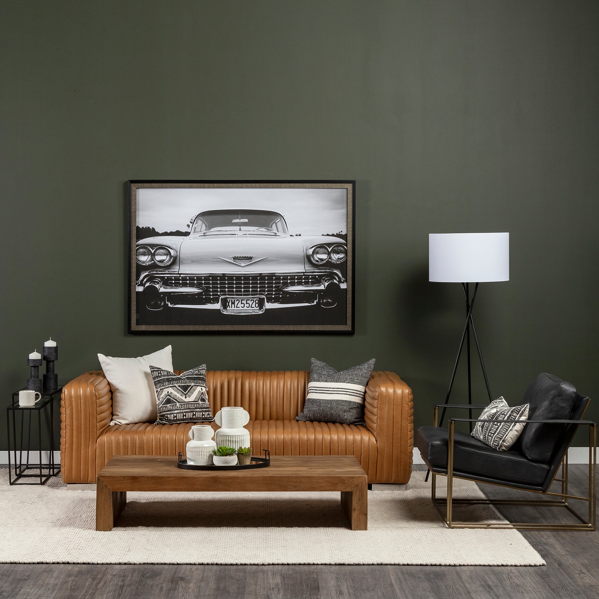 Watson Black Leather Accent Chair - Gold Metal Frame | Calgary Furniture Store