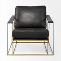Watson Black Leather Accent Chair - Gold Metal Frame | Calgary Furniture Store