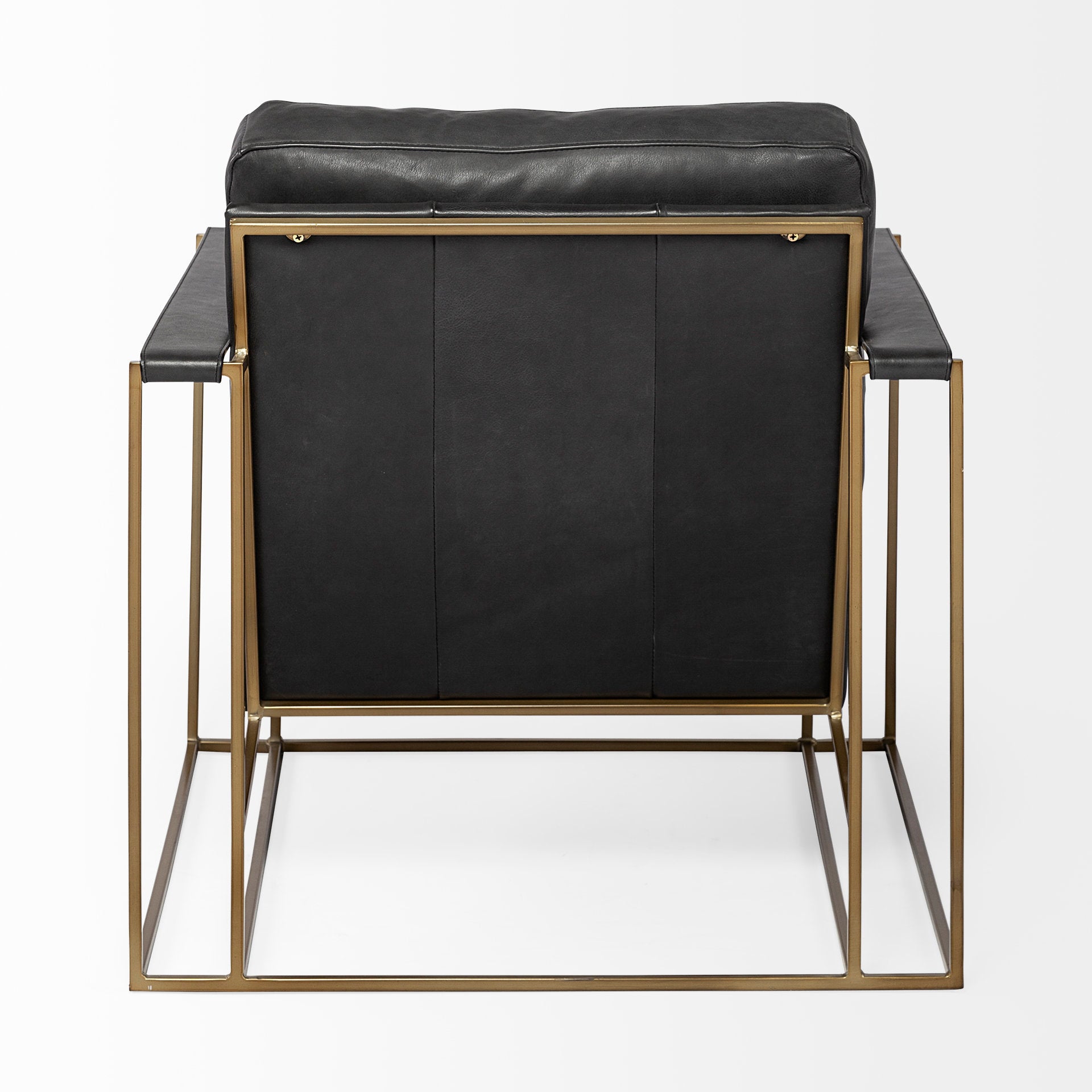 Watson Black Leather Accent Chair - Gold Metal Frame | Calgary Furniture Store