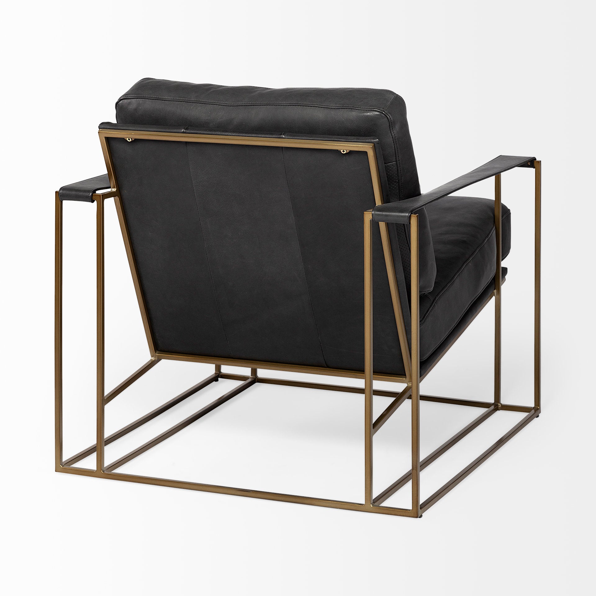 Watson Black Leather Accent Chair - Gold Metal Frame | Calgary Furniture Store