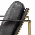 Watson Black Leather Accent Chair - Gold Metal Frame | Calgary Furniture Store