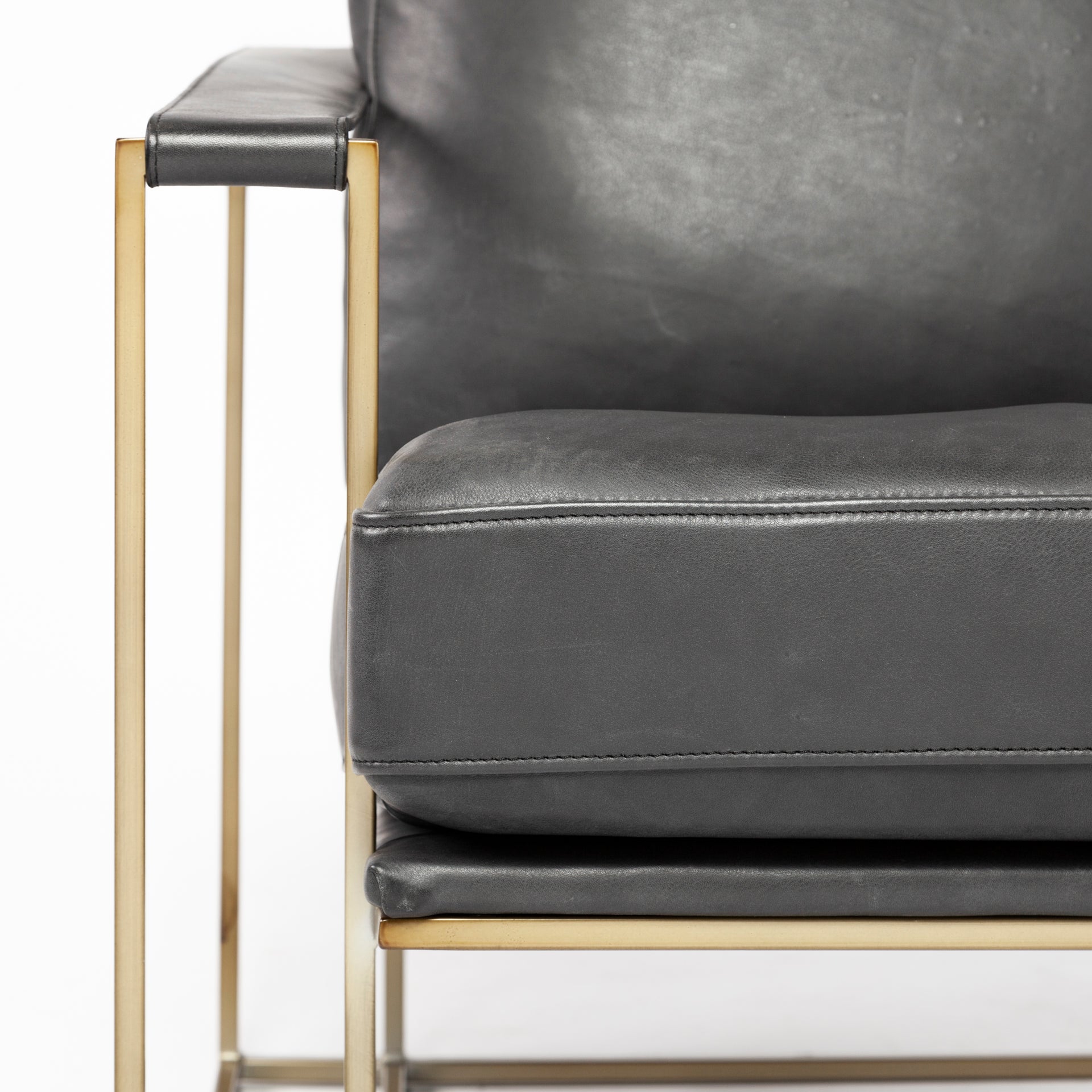 Watson Black Leather Accent Chair - Gold Metal Frame | Calgary Furniture Store