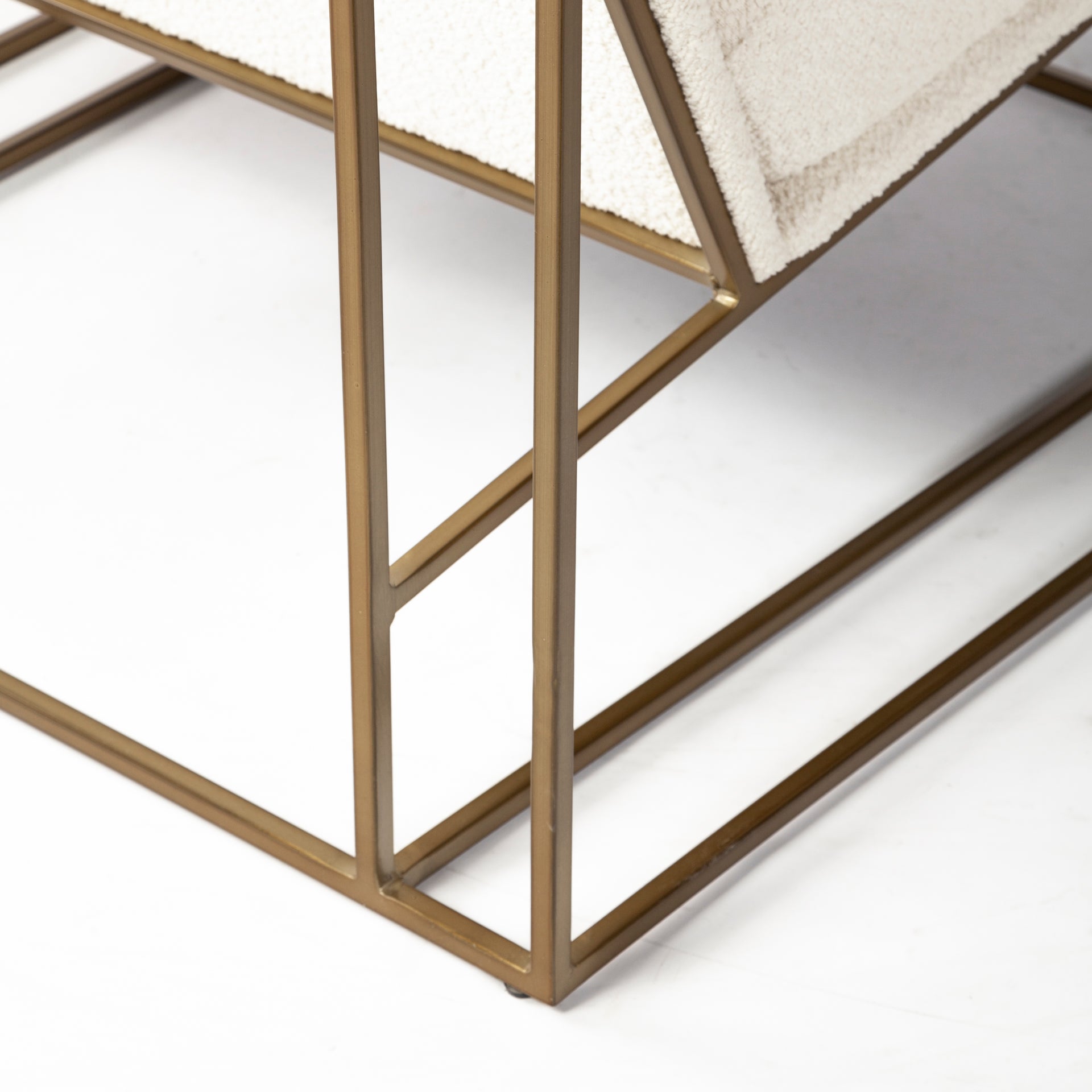 Watson Cream Fabric Wrap Accent Chair - Gold Metal Frame | Calgary Furniture Store