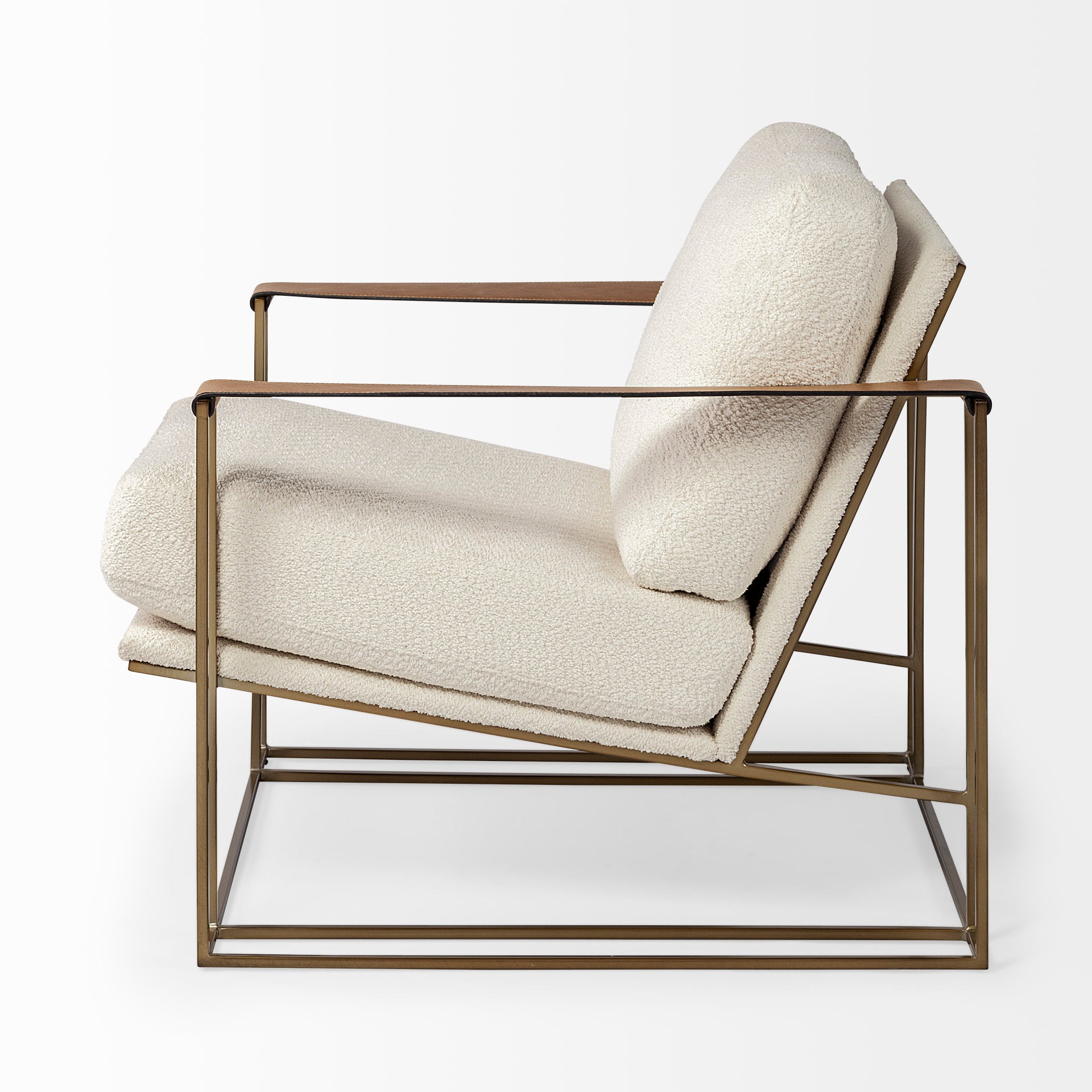 Watson Cream Fabric Wrap Accent Chair - Gold Metal Frame | Calgary Furniture Store
