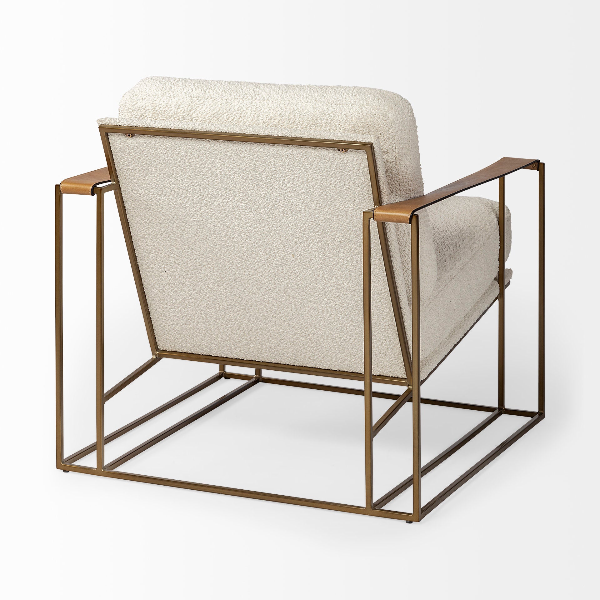 Watson Cream Fabric Wrap Accent Chair - Gold Metal Frame | Calgary Furniture Store