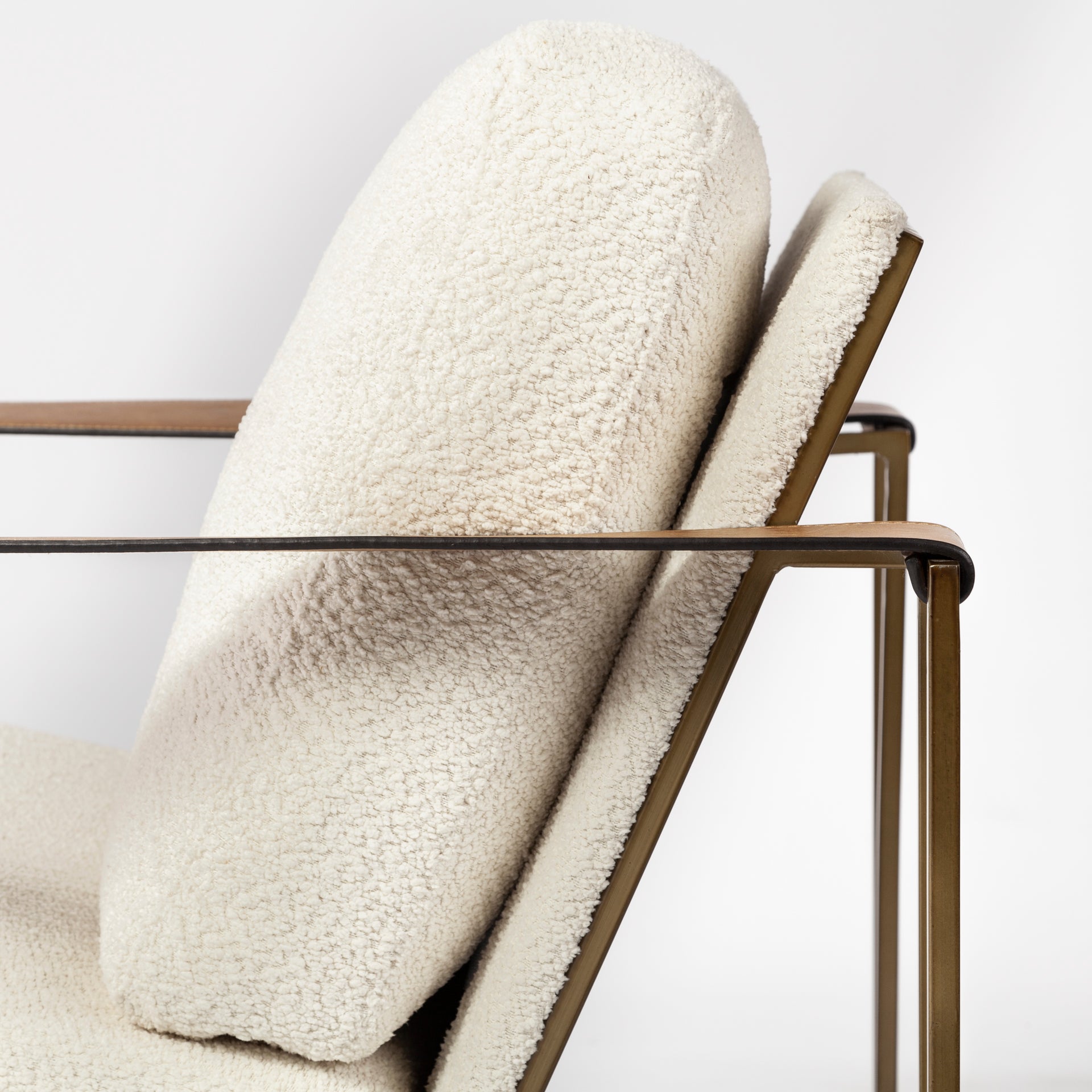 Watson Cream Fabric Wrap Accent Chair - Gold Metal Frame | Calgary Furniture Store