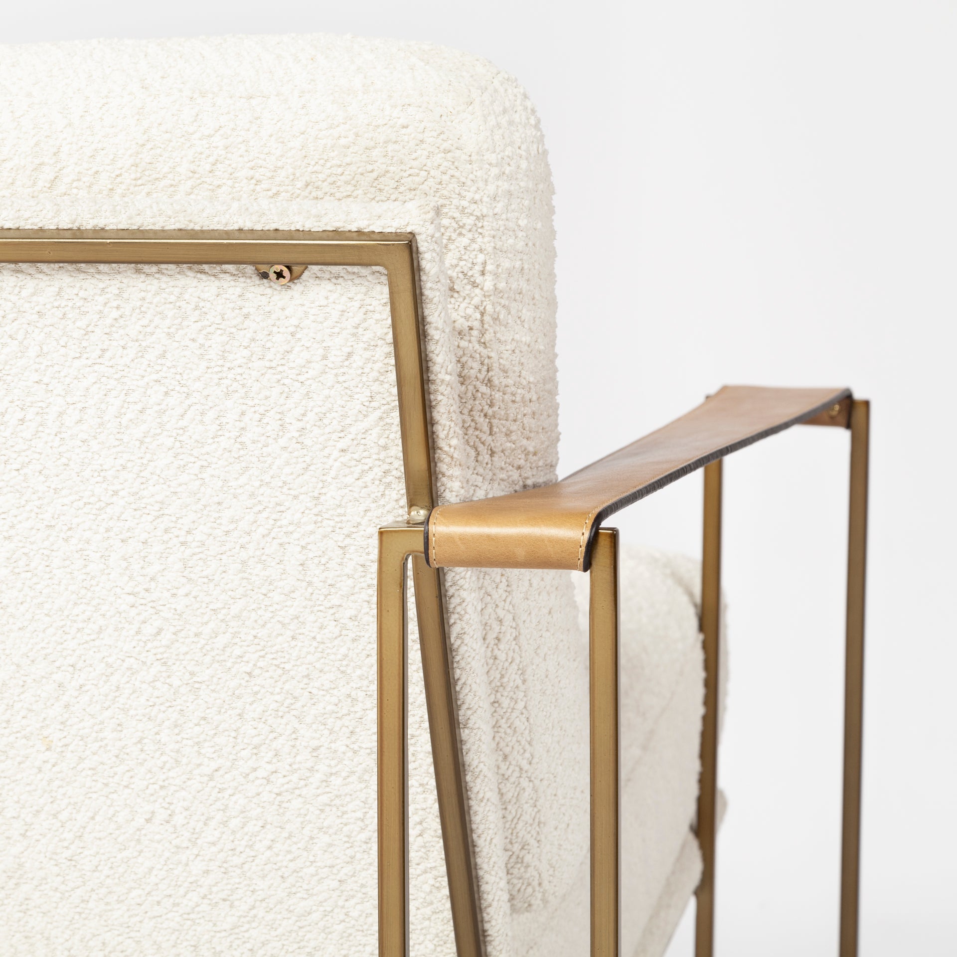 Watson Cream Fabric Wrap Accent Chair - Gold Metal Frame | Calgary Furniture Store