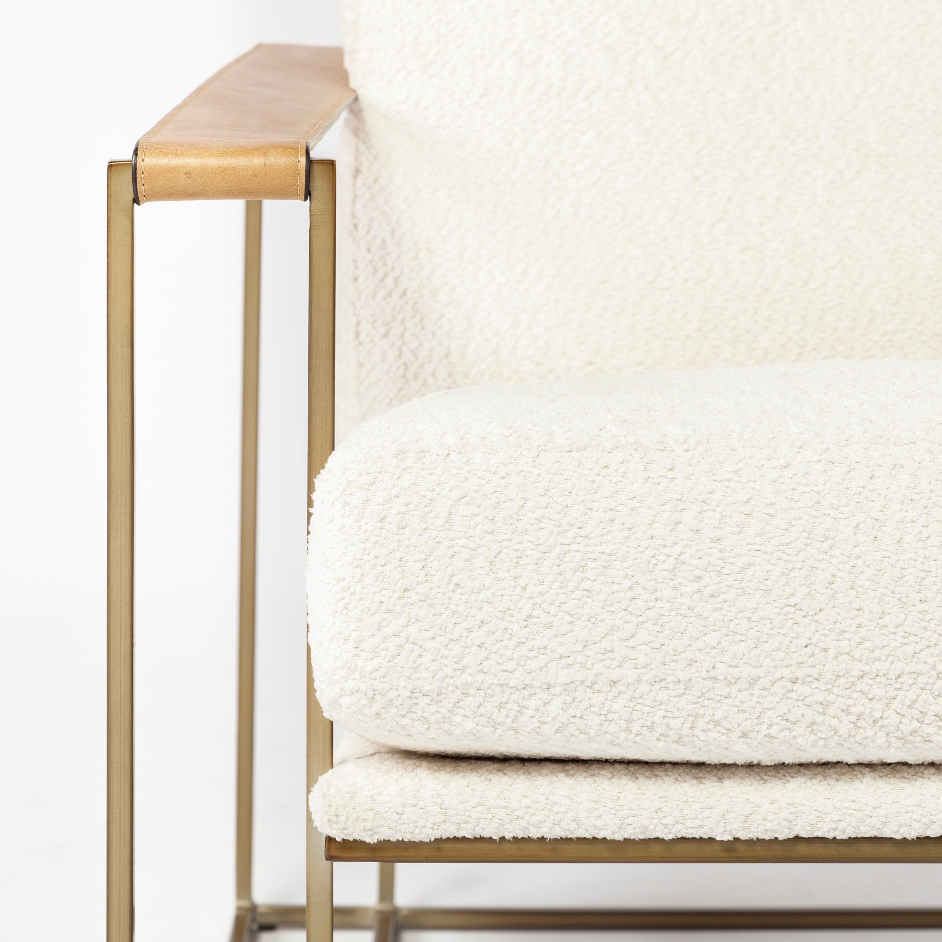 Watson Cream Fabric Wrap Accent Chair - Gold Metal Frame | Calgary Furniture Store