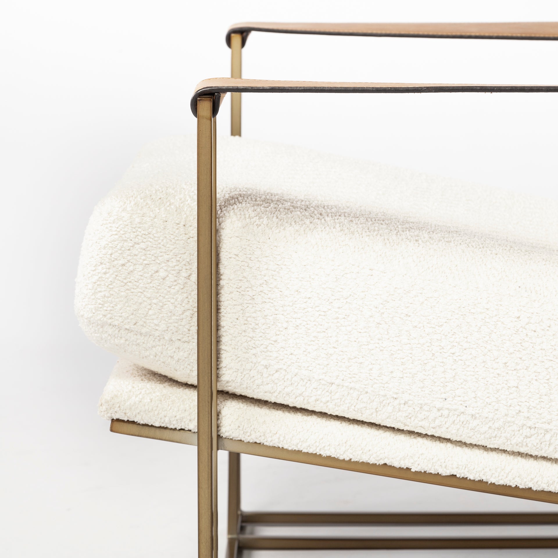 Watson Cream Fabric Wrap Accent Chair - Gold Metal Frame | Calgary Furniture Store