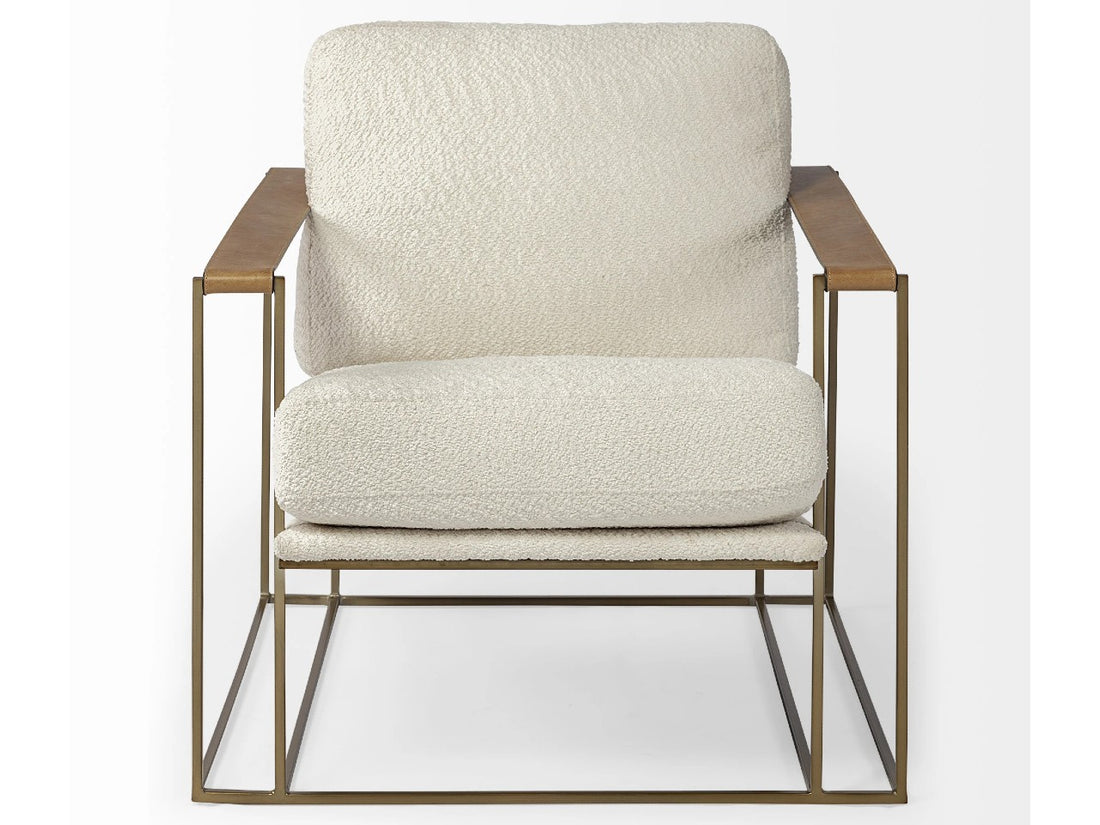 Watson Cream Fabric Wrap Accent Chair - Gold Metal Frame | Calgary Furniture Store