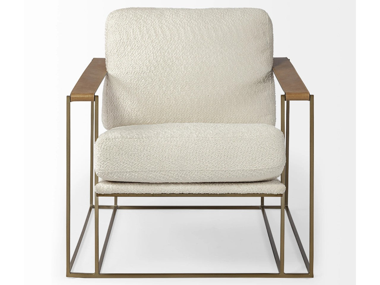 Watson Cream Fabric Wrap Accent Chair - Gold Metal Frame | Calgary Furniture Store