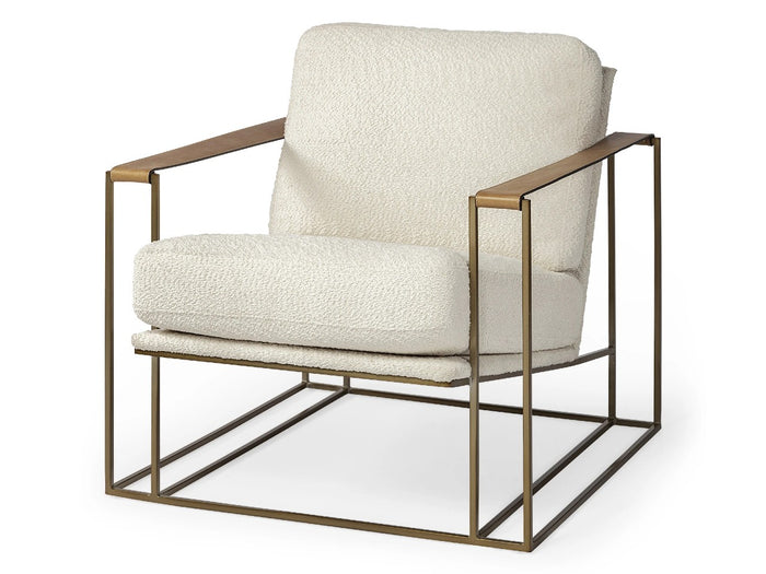 Watson Cream Fabric Wrap Accent Chair - Gold Metal Frame | Calgary Furniture Store