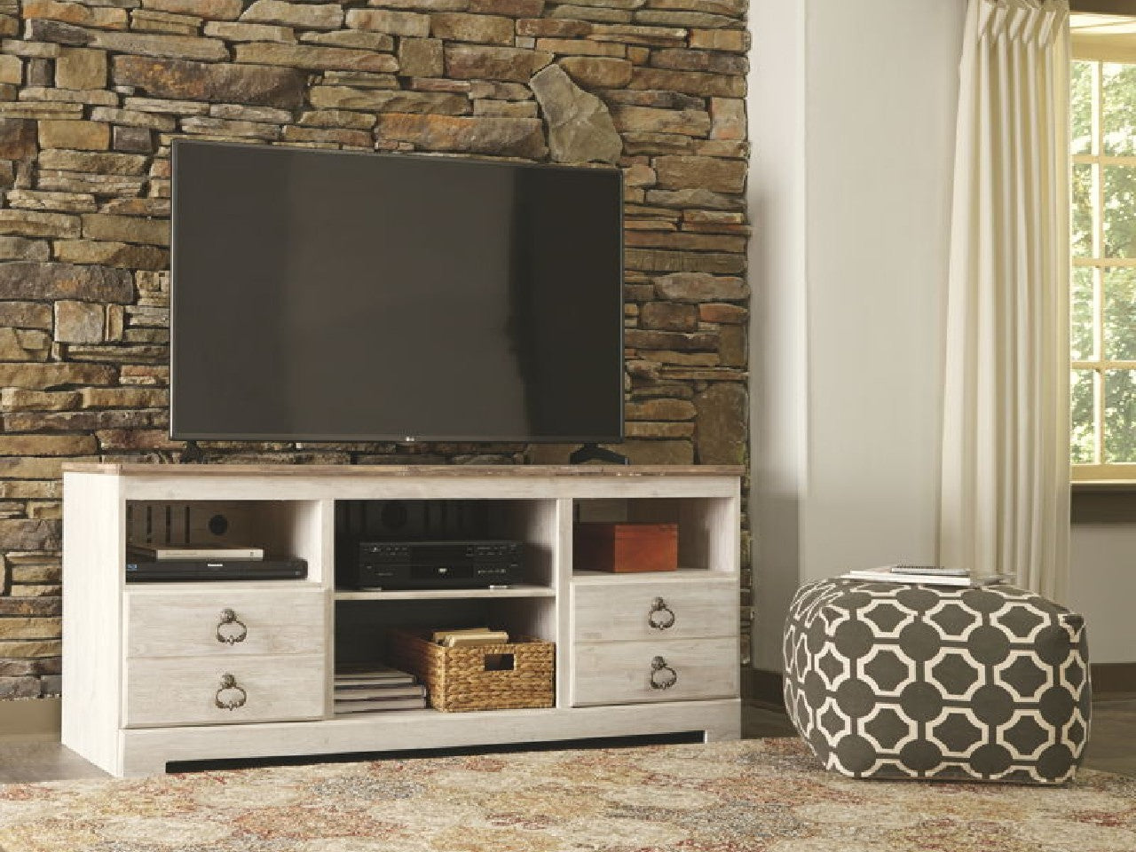 Willowton Whitewash Media Cabinet | Calgary Furniture Store
