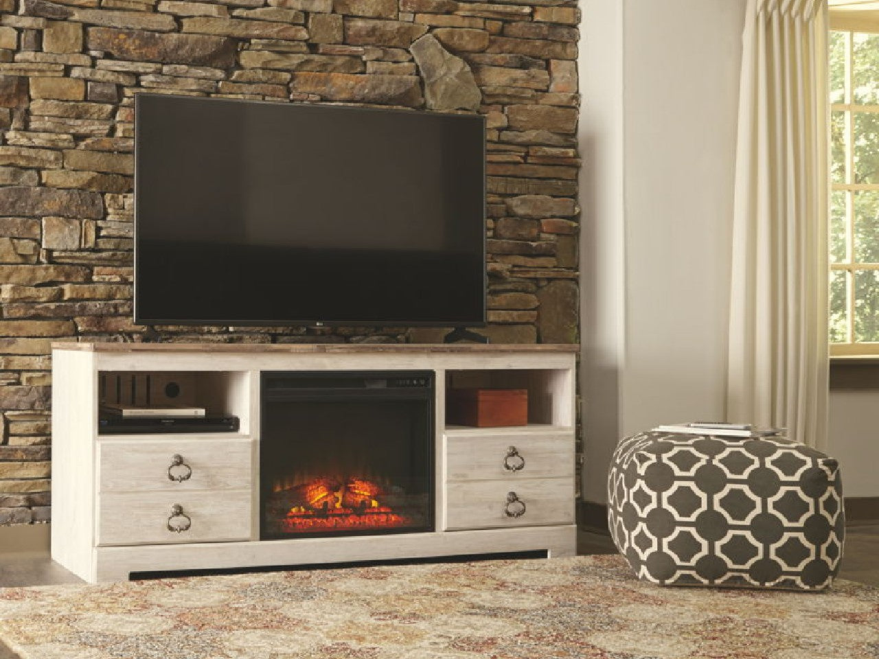 Willowton Whitewash Media Cabinet | Calgary Furniture Store