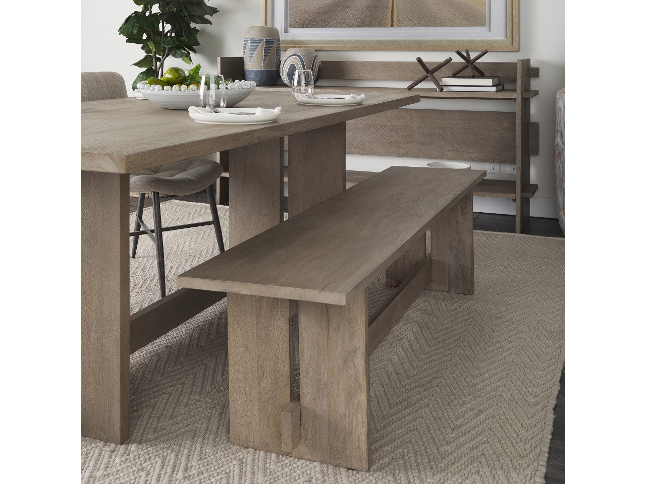 Aida Light Brown Dining Bench | Calgary Furniture Store