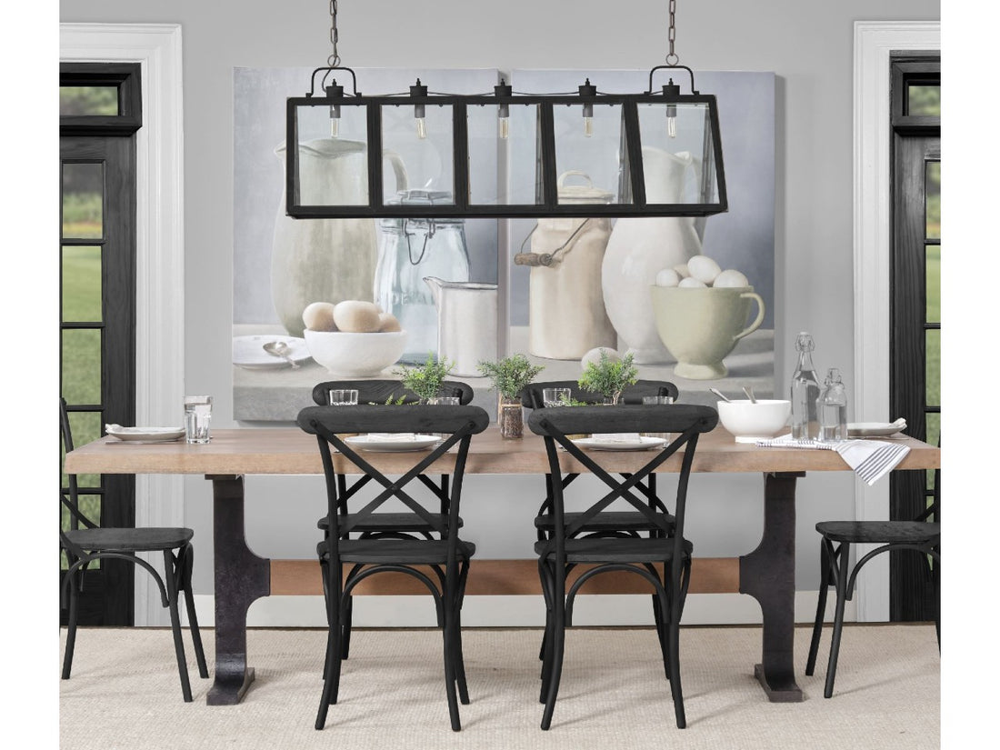 Antigon II Five Bulb Chandelier - Black Metal and Glass | Calgary Furniture Store