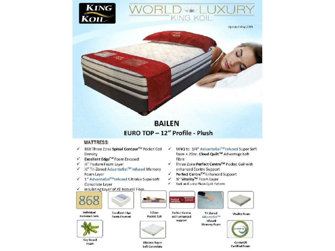 King Koil Bailen Euro Top Queen Mattress SALE