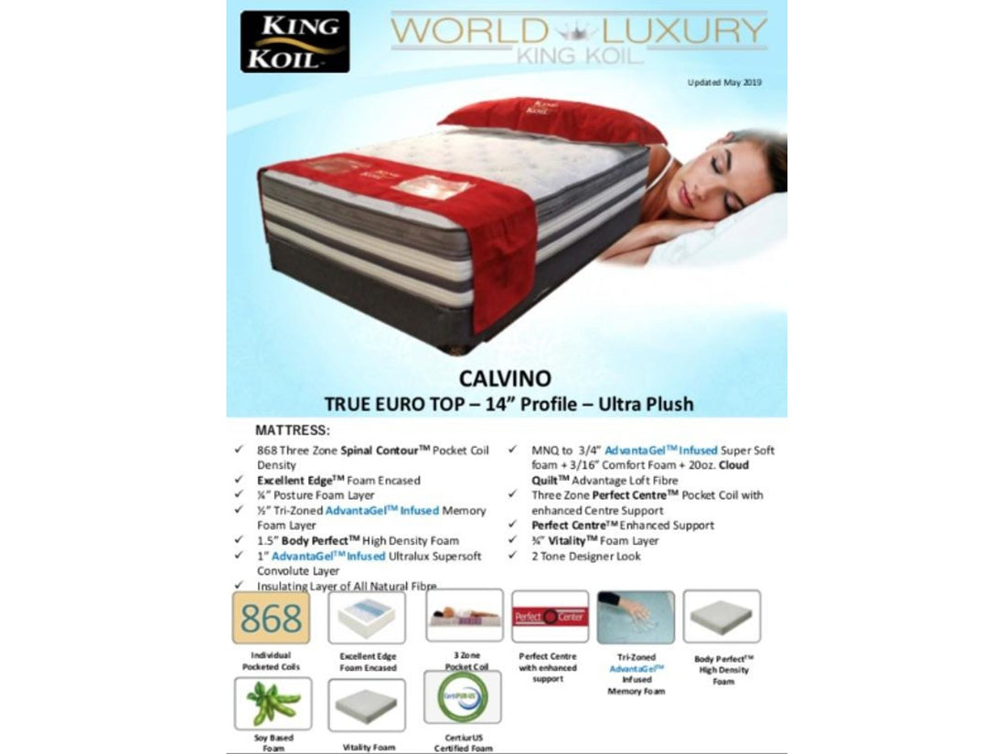 King Koil Calvino Euro Top Plush King Mattress-SALE! - Calgary Furniture Store