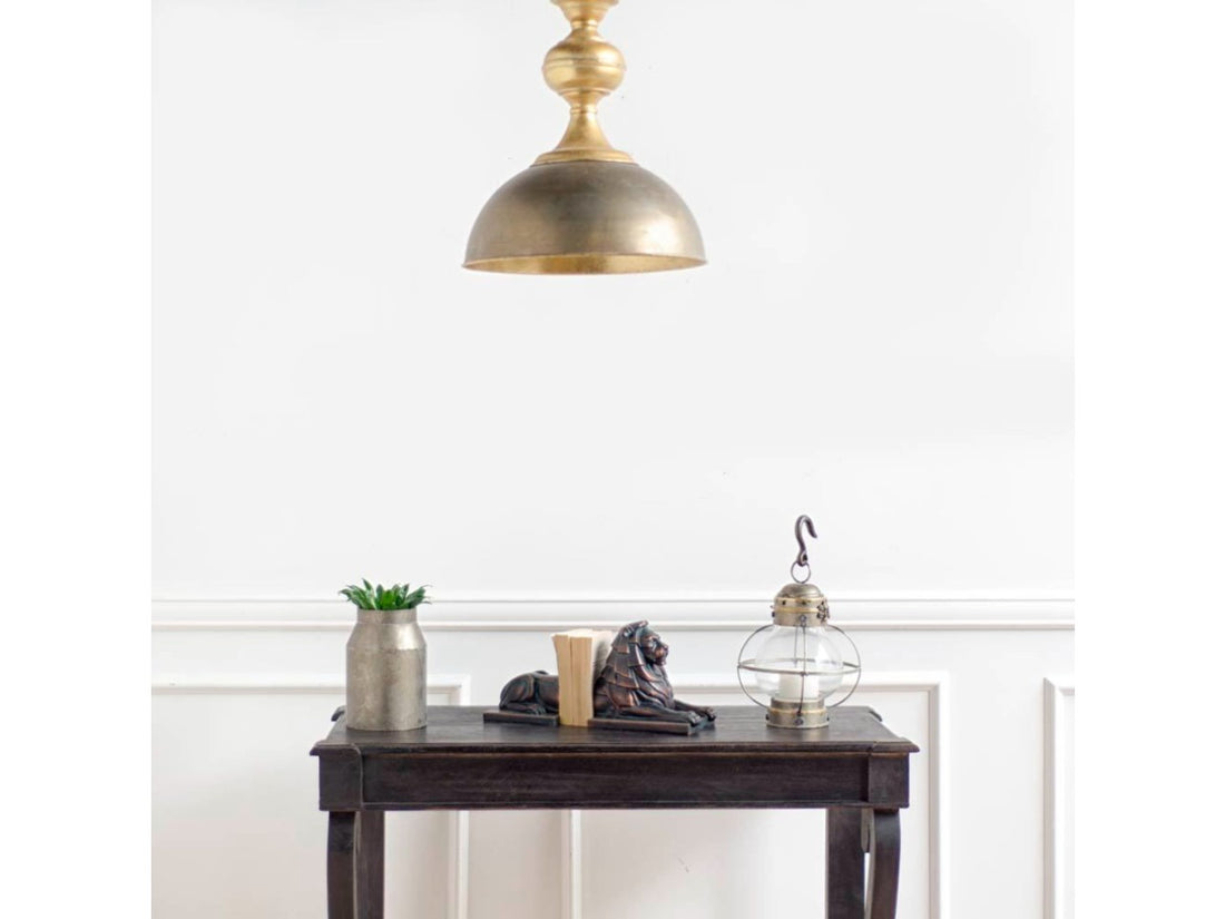 Capsa Antique Gold and Silver Toned Metal Dome Pendant Light | Calgary Furniture Store