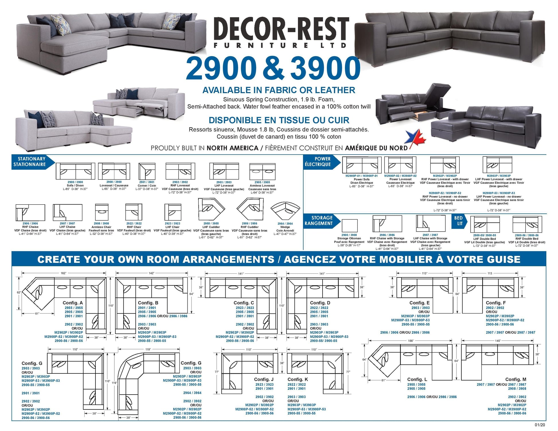 3900 Decor-rest Leather Sectional With Storage, Made in Canada 🇨🇦 | Calgary's Furniture Store | Calgary Sectionals