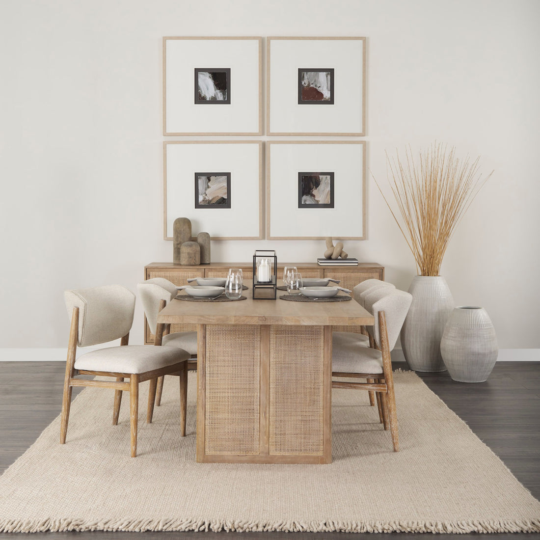 Cane Light Brown Solidwood Dining Table - Calgary Furniture Store