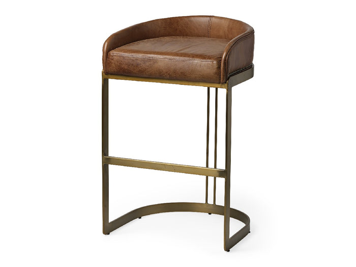 Hollyfield Leather Bar Stool - brown | Calgary Furniture Store