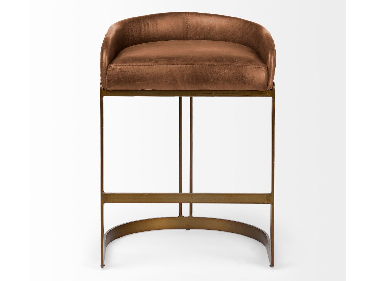 Hollyfield Leather Counter Stool - brown | Calgary Furniture Store