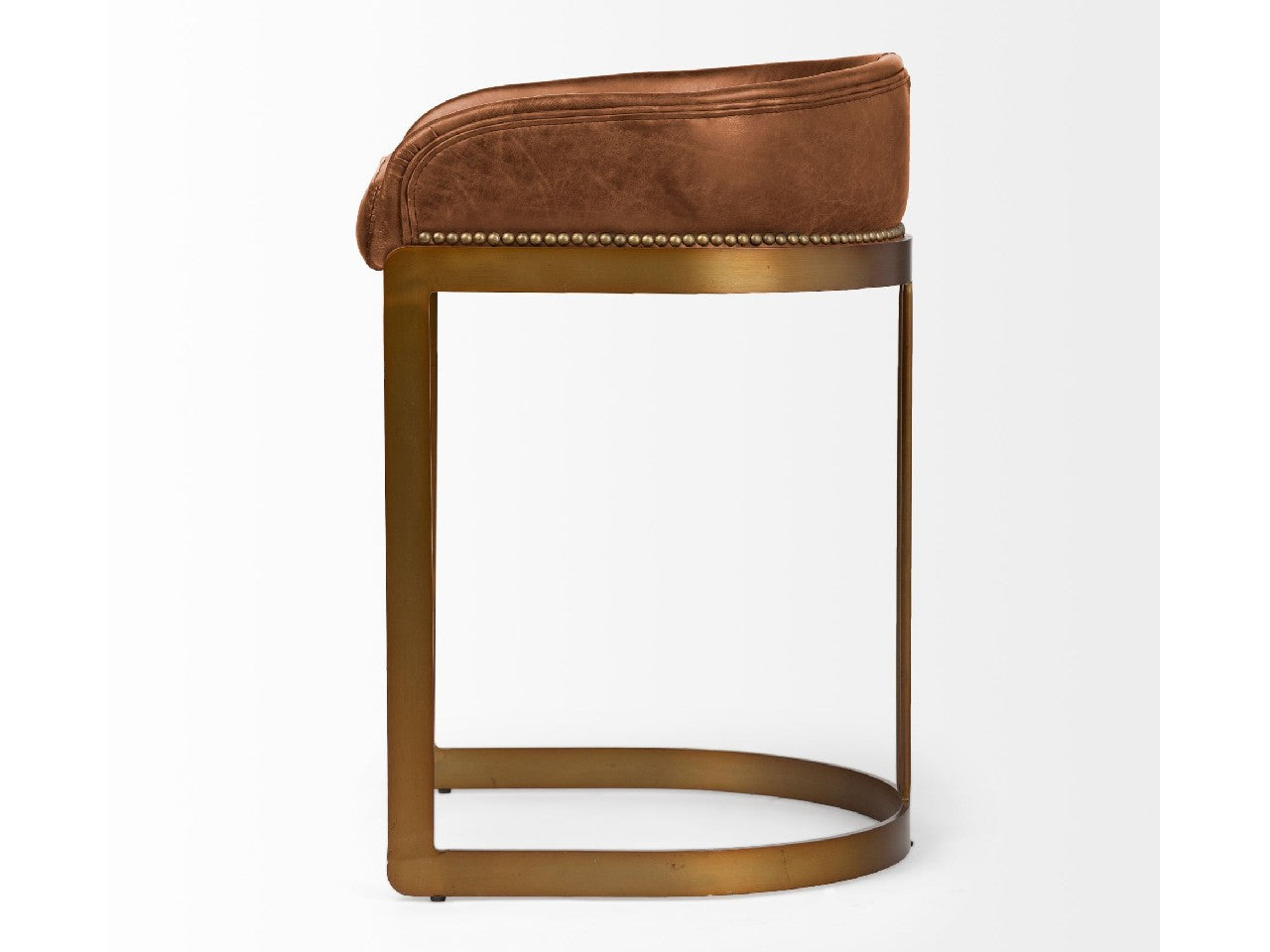 Hollyfield Leather Counter Stool - brown | Calgary Furniture Store