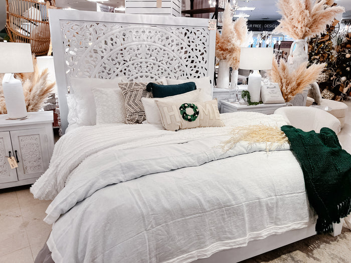 Carved White Lace Beds | Calgary Furniture Store