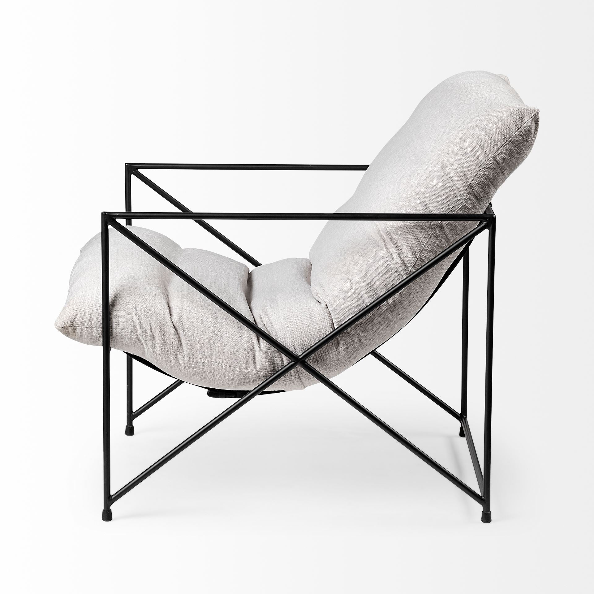 Leonidas Accent Chair-  Cream Fabric Wrap Black Metal Frame | Calgary's Furniture Store | Calgary Accent Chairs