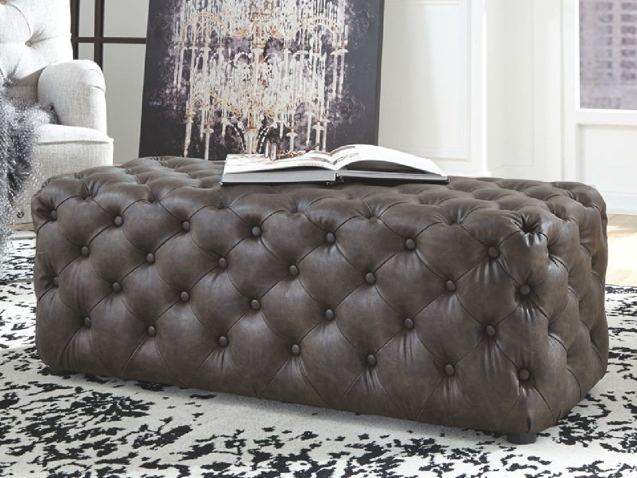 Lister Accent Ottoman - Brown | Calgary Furniture Store