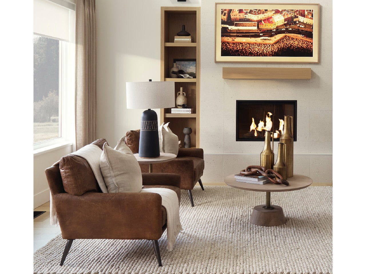 Maxwell Round Coffee Table - Light Brown | Calgary Furniture Store