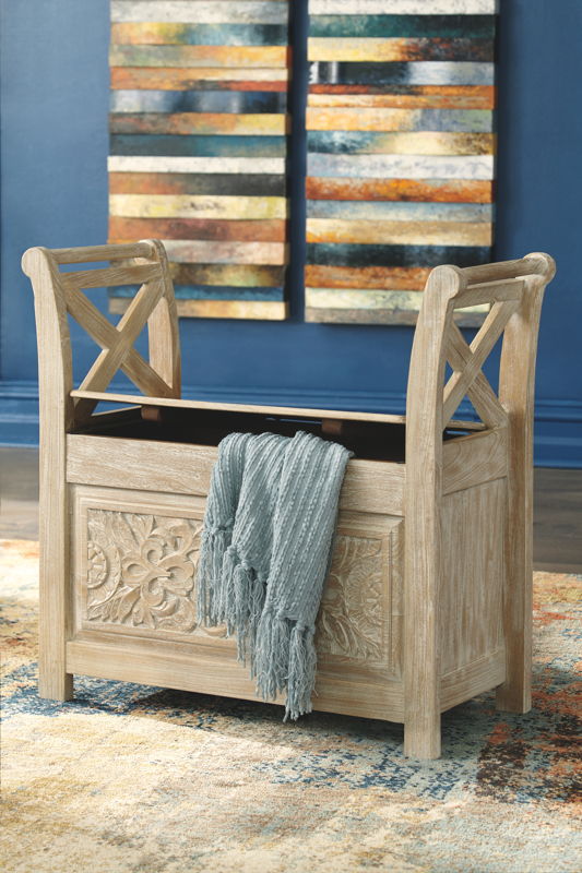 Fossil Whitewash Storage Bench | Calgary Furniture Store