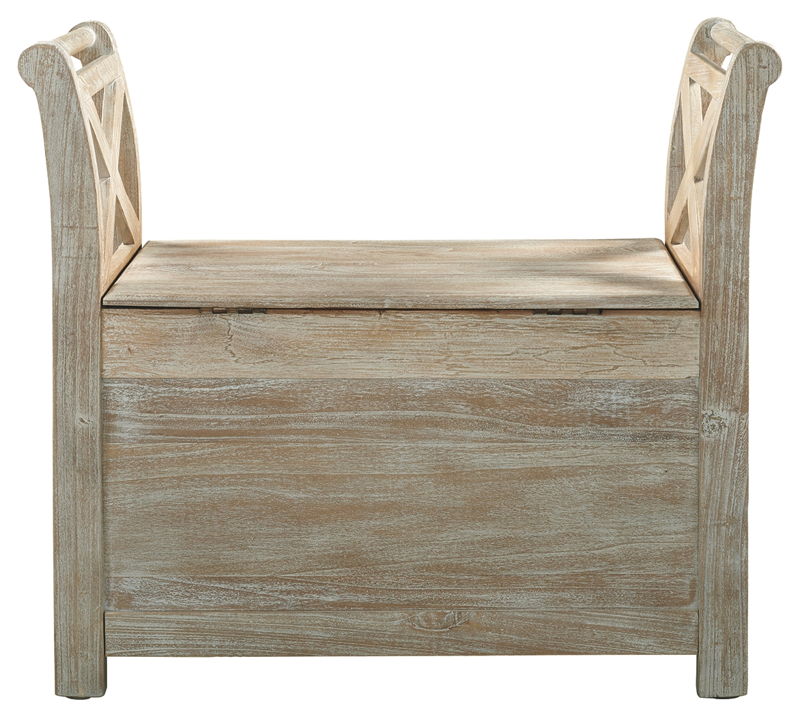 Fossil Whitewash Storage Bench | Calgary Furniture Store