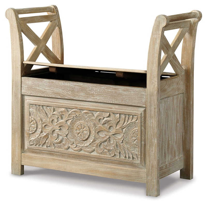 Fossil Whitewash Storage Bench | Calgary Furniture Store