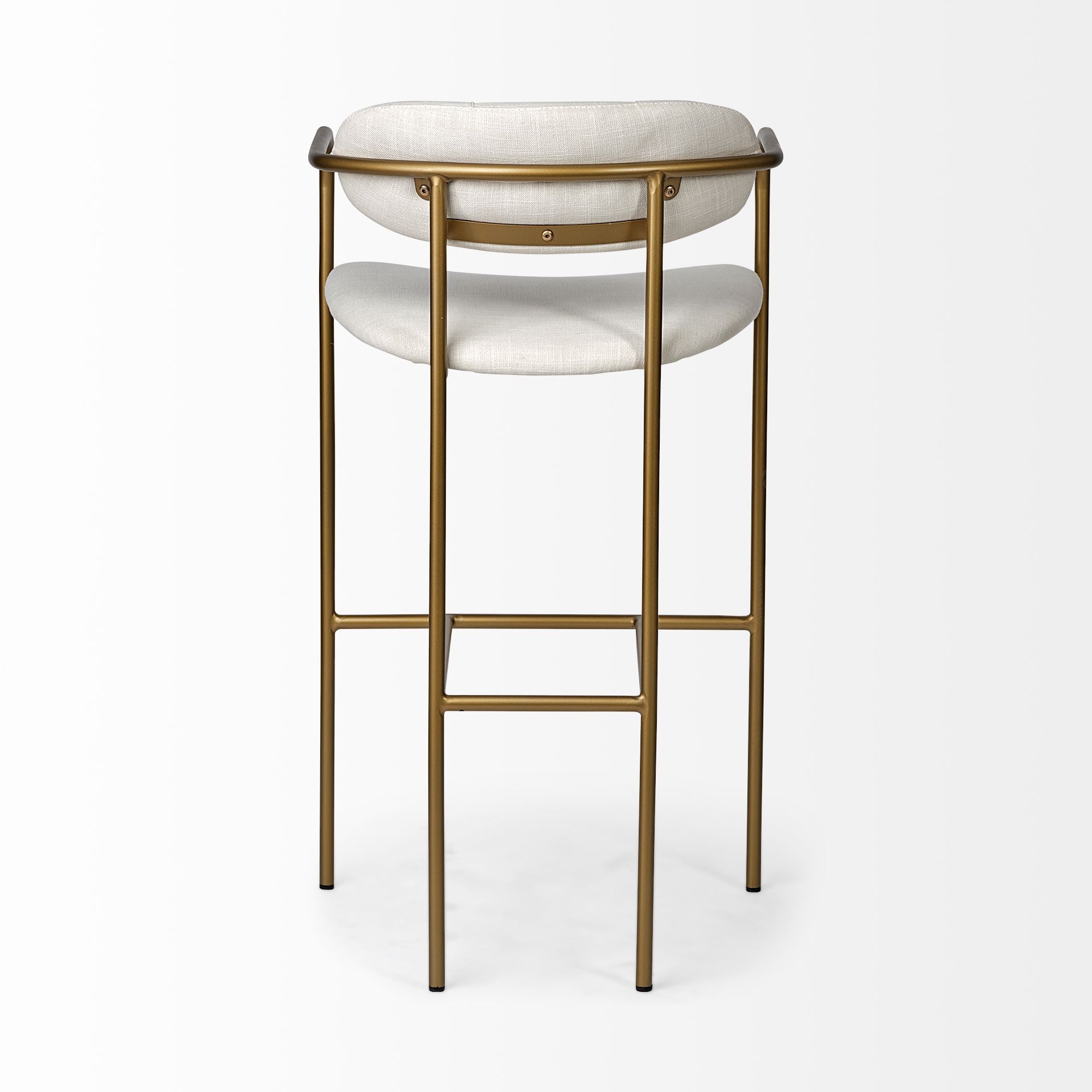 Parker 30" Seat Height Cream Fabric Seat Gold Metal Bar Stool | Calgary's Furniture Store | Calgary Bar Stools
