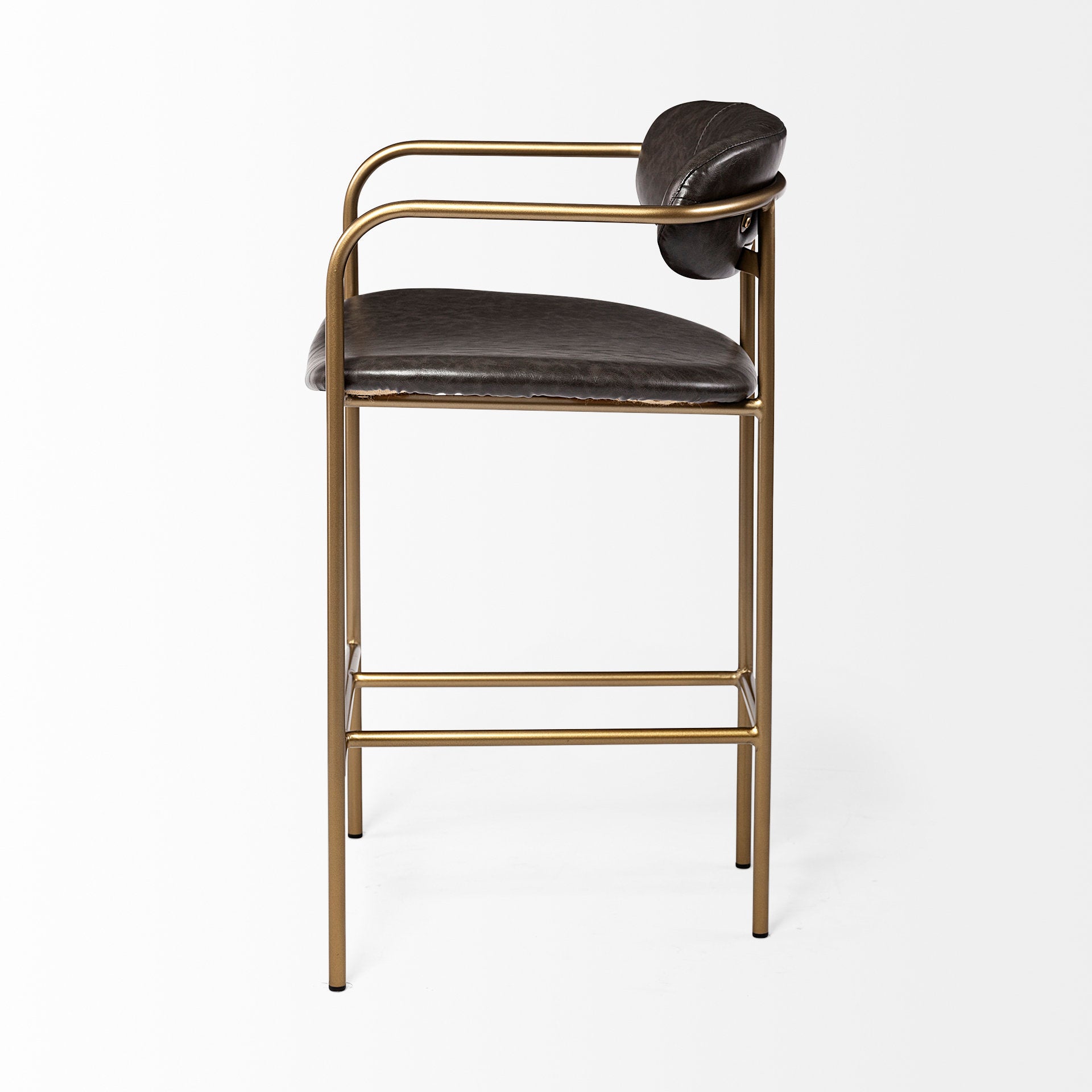 Parker Brown Faux Leather Seat Gold Metal Counter Stool | Calgary's Furniture Store | Calgary Counter Stool