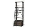 Brodie VII Brown Wood Gun-Metal Bracing Four Shelf Shelving Unit | Calgary Furniture Store